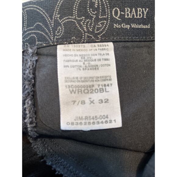 Wrangler Q Baby Boot Cut Black Stretch 7/8 X 32 Inseam - Picture 9 of 9